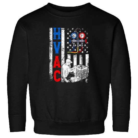 Distressed Proud USA HVAC Tech American Flag HVAC Technician Sweatshirts