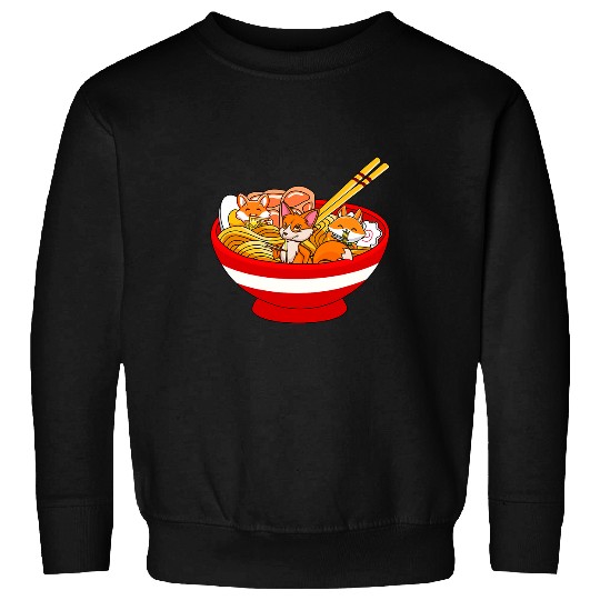 Fox Lover Three Cute Foxes Eating Ramen Matching Anime Lover Foodie Sweatshirts