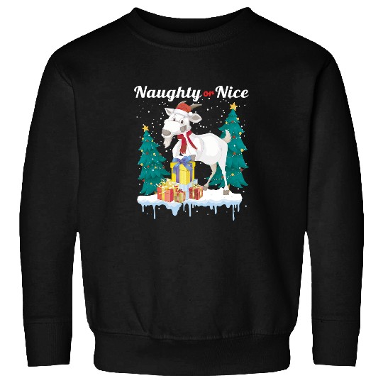 Funny Goats Naughty Or Nice Merry Christmas Women xmass Santa Claus Goats 203 Sweatshirts