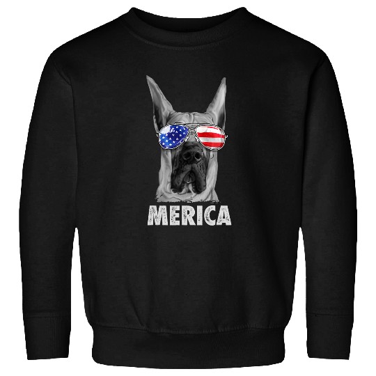 Dog Great Dane 4th of July Merica Men American Flag Sunglasses 296 Sweatshirts