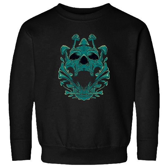 Skeletons Skulls Morel Mystic Mushrooms Mycologist Goth Fungi Aesthetic Skull Sweatshirts