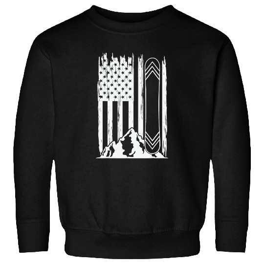 Skiing Ski Mens Snowboard American Flag Patriotic Snowboard Snowboarding Sweatshirts