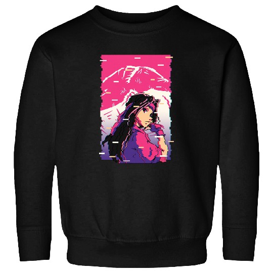 Karate Anime Girl Vaporwave Waifu Fujiyama Aesthetic Otaku Sweatshirts