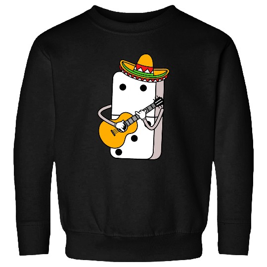Guitarist Musician Domino With Sombrero Guitar Mexican Train Guitar Sweatshirts
