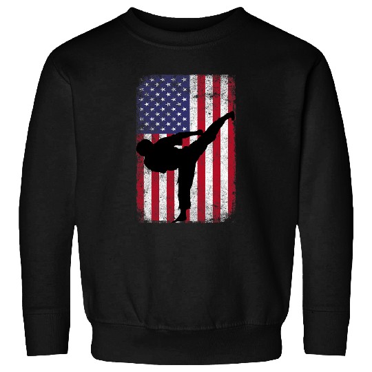 Karate American Usa flag bushido full martial arts contact Sweatshirts