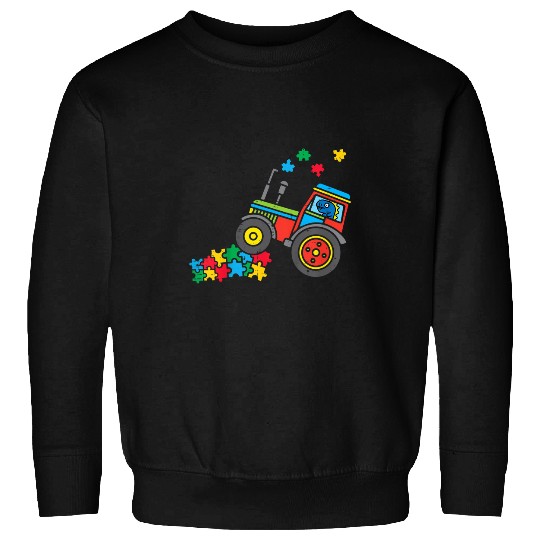 Autism Kids Tractor Autism Awareness Farming Truck Toddler Boys Kids Neurodiverse Sweatshirts