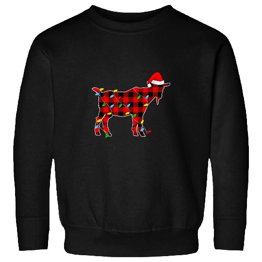 Funny Goats Red Plaid Christmas Lights Pajama Goats Animals Lover 83 Sweatshirts