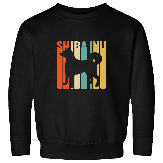 Dog Shiba Inu Retro 1970s Dog Silhouette Shiba Inu Sweatshirts