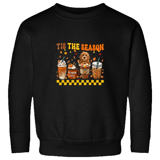 Dog Goldendoodle Tis The Season Coffee Pumpkin Goldendoodle Halloween Fall Sweatshirts