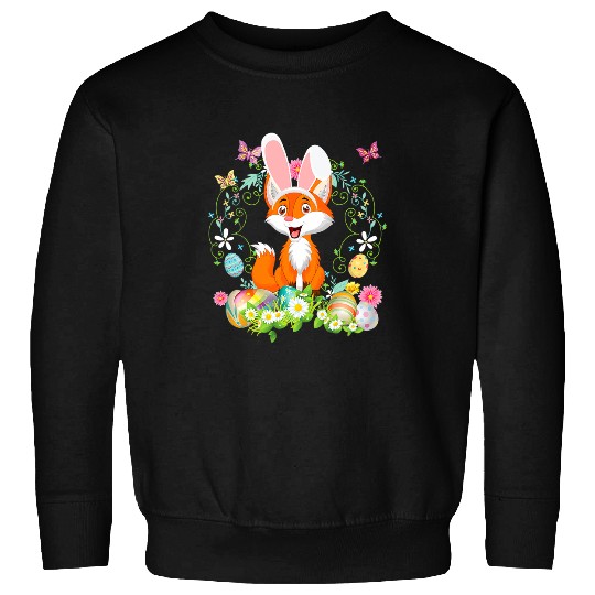 Fox Lover Happy Easter Day Lover Egg Hunt Lovely Cute Bunny Fox Sweatshirts