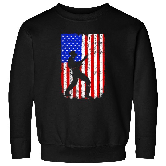 Fishing Fishing Bass Fish Fishing Rod American Flag Fisher Sweatshirts