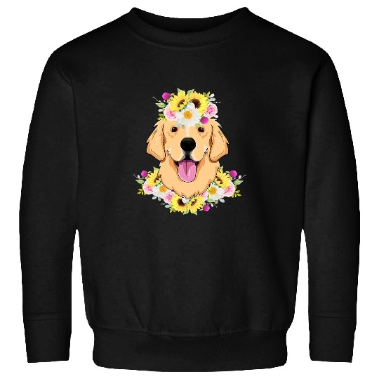 Goldie Costume Floral Spring Nature Dog Mom Dad454 Golden Retriever Dog Sweatshirts