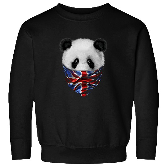 Funny Bear Patriot Giant Panda in British Union Jack Bandana Cute Bears Sweatshirts