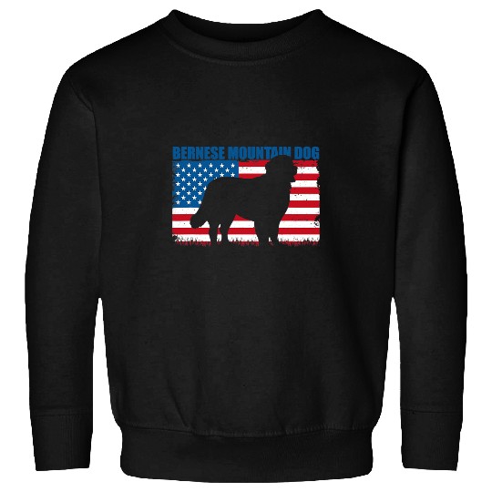 American Flag Bernese Mountain Dog Sweatshirts
