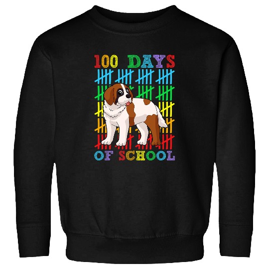 Dog Saint Bernard 100 Days of School Saint Bernard Dog Lover 100th Day School Sweatshirts