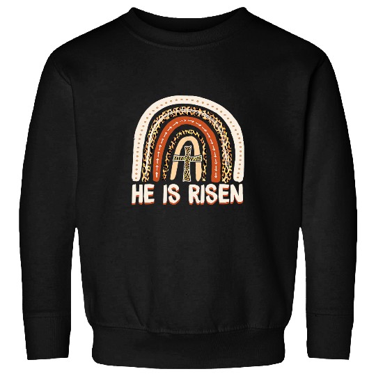 Christian He Is Risen Leopard Rainbow Christian Jesus Happy Easter Day 3 Christ Sweatshirts