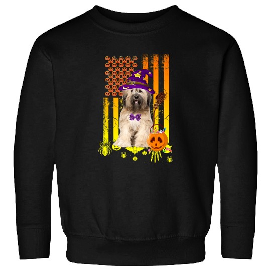 Dog Tibetan Terrier Pumpkin American Flag Halloween Dog 360 paw Sweatshirts