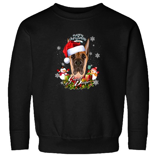 Dog Great Dane Brown Great Dane Dog Face Christmas Santa Hat 109 Sweatshirts