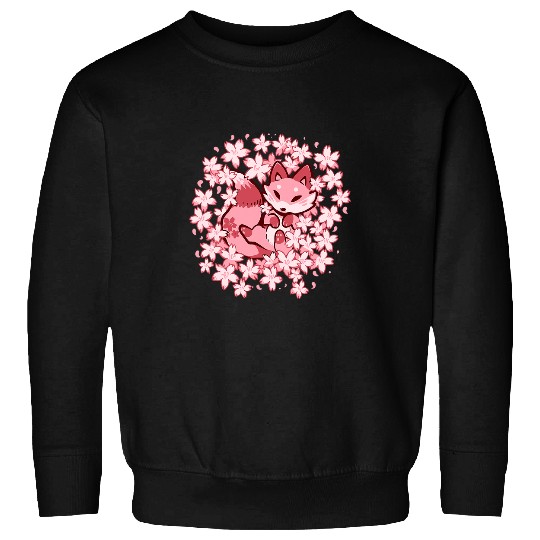 Fox Lover Cherry Blossom Fox Cute Pink Fox Sweatshirts