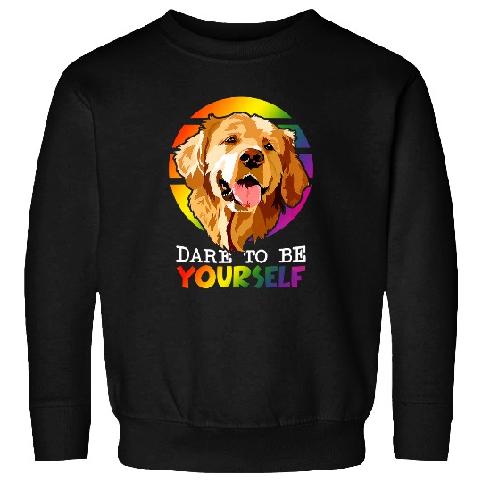 Goldie Dare To Be Yourself Gay Pride Rainbow LGBT Golden Retriever 667 Golden Retriever Dog Sweatshirts