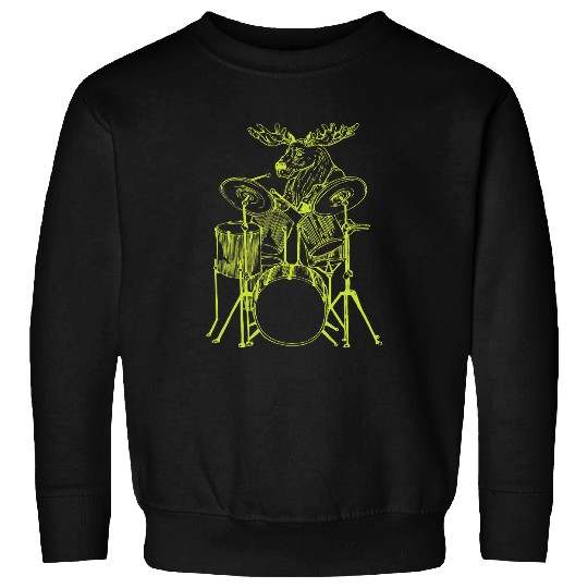 Drums Drummer SEEMBO Moose Playing Drums Drummer Music Fun Band 2 Drums Sweatshirts