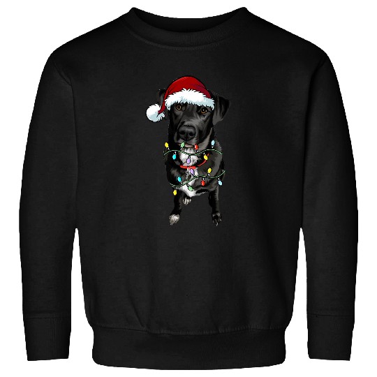 Labrador Lab Dog Black Labrador Dog Santa Christmas Tree Lights Xmas15 Sweatshirts
