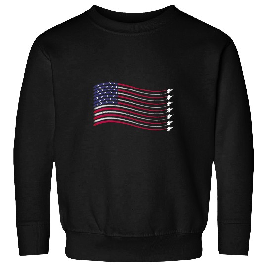 F22 Raptor Airshow American Flag 4th of July Airplane Art Sweatshirts