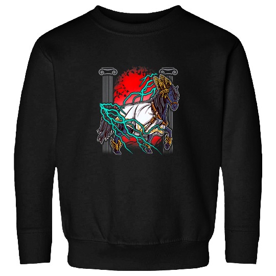 Christian Horse Greek Myths Zeus Ancient Gods Equine Lightning Deity Christ Sweatshirts