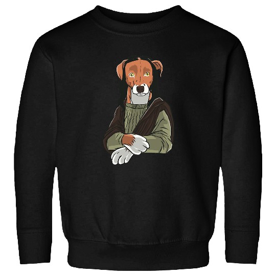 Dog Mona Lisa Fine Art Bark Beagle Dog Painting graphic Sweatshirts