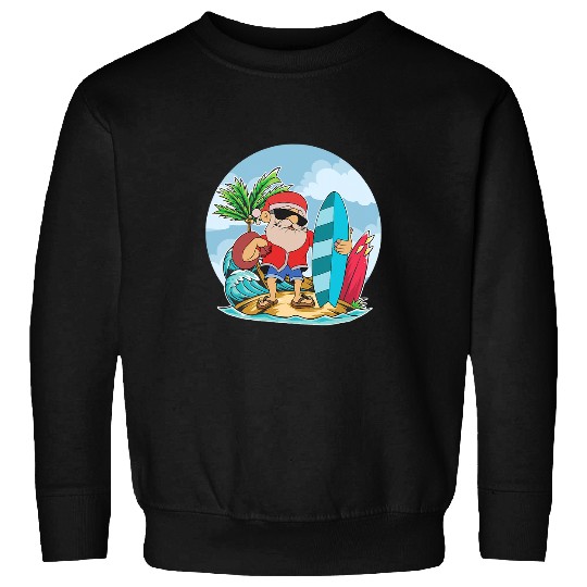 Surf Life Funny Santa Claus Surfing Summer Hawaiian Christmas In July Sweatshirts