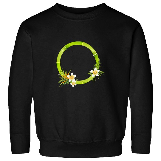 Bamboo frame with leaves and exotic flowers Sweatshirts