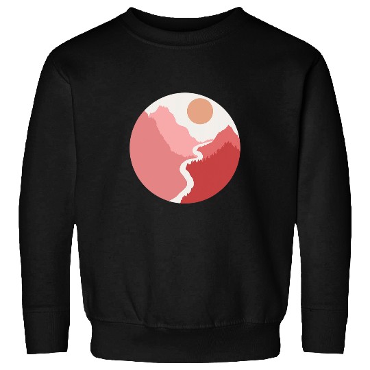 Abstract Light Pink Pastel Red Minimalist Boho Landscape Sweatshirts
