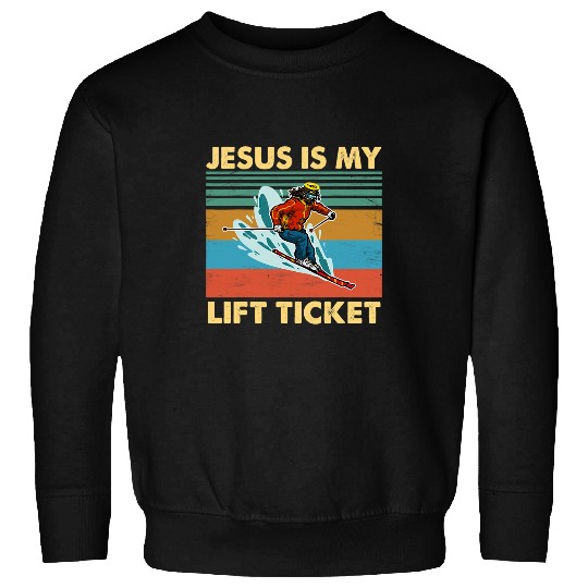 Christian Snow Skiing vintages Jesus My Lift Winter Sports Christian Christ Sweatshirts