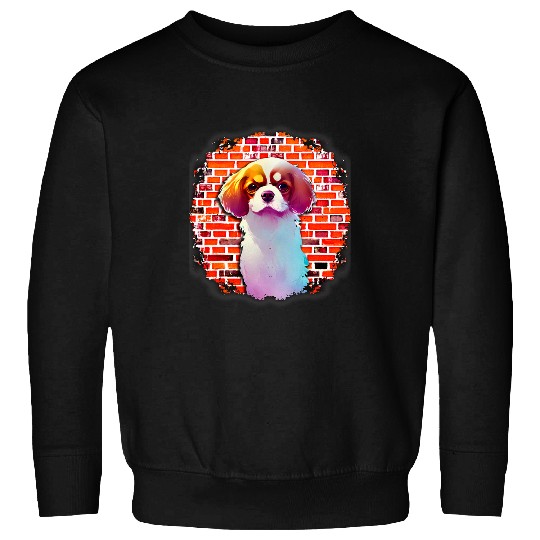 Colorful Cavalier King Charles Spaniel Dog Pop Art Bricks Sweatshirts