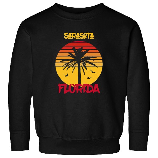 Surf Life Florida Sarasota Palm trees Ocean Surfing Sweatshirts