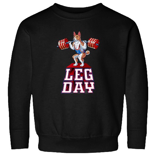 Dog Basenji Leg Day basenji Weight Lifting Squat Gym Sweatshirts