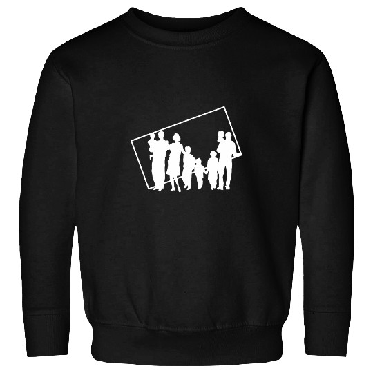 Family Patchwork Brother Sister Silhouette Frame Sweatshirts
