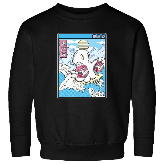 Surf Life ghosts Strawberry Milk Japanese Wave Kawaii Vaporwave Sweatshirts