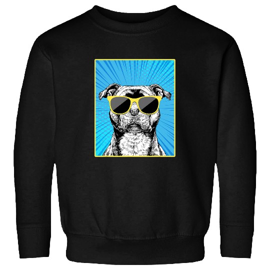 Dog Staffordshire Bull Terrier Portrait Pop Art Staffy Dog Lover Sweatshirts