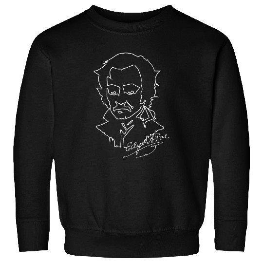 Edgar Allan Poe Minimalistic Line Portrait Sweatshirts