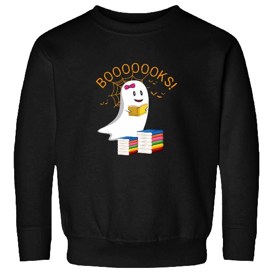 Booooks Halloween ghosts Read Book Cute Book Lovers Girls Sweatshirts