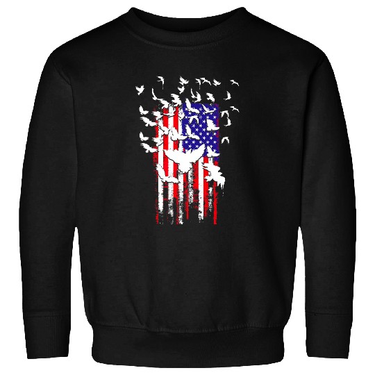 American Flag Hummingbird Bird Lover 4th of July Sweatshirts