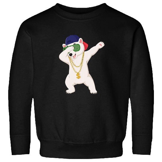 Funny Bear Cool Dabbings Dancing Polar Bear Wear Sunglasses Hat Necklace Cute Bears Sweatshirts