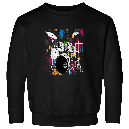 Drums Drummer Silver Drum Set Artistic Design Gift Tee Drums Sweatshirts