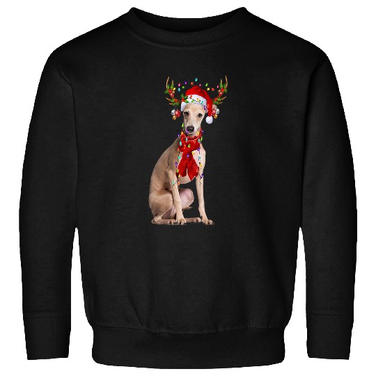 Dog Grayhound Funny Italian Greyhound Dog Reindeer Christmas Light Dog Sweatshirts