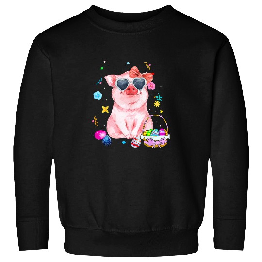 Easter Bunny Spring Pig bow Egg Hunting Basket colorful Gift 21 Sweatshirts