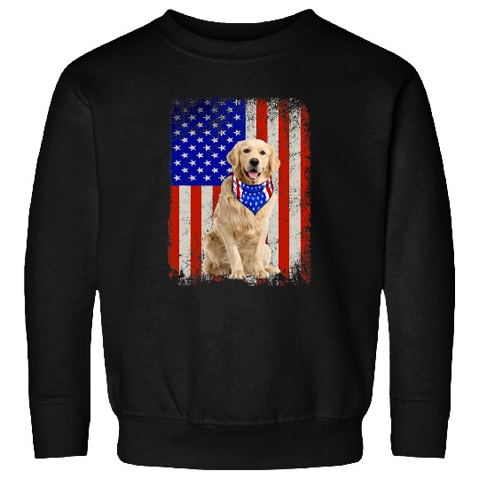 Goldie American Flag Bandana 4th Of July Patriotic 44 Golden Retriever Dog Sweatshirts