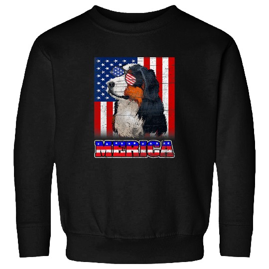 Bernese Mountain Dog American Flag Love Proud July 4th USA Sweatshirts