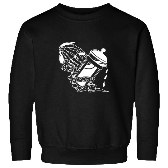 Death Before Decaf Tattoo art style Coffee Sweatshirts
