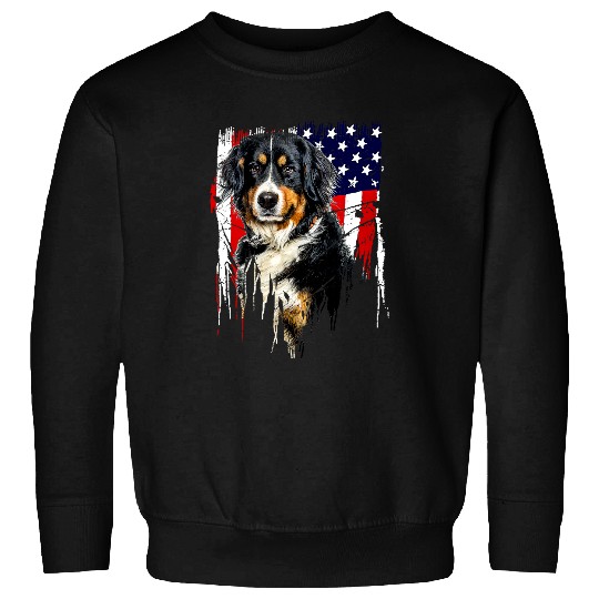 Bernese Mountain Dog American Flag USA Bernese Mountain Sweatshirts